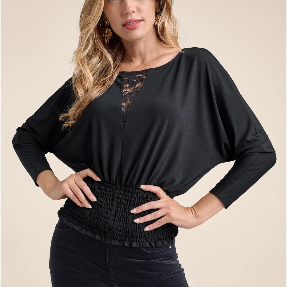 Venus Smocked Waist Blouson Top